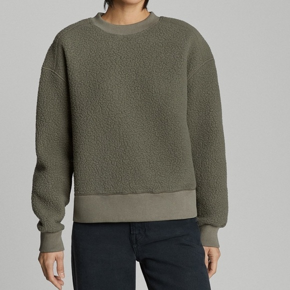 Everlane The ReNew Teddy Oversized Crew Neck Sweater Kalamata Size Small - Picture 1 of 13